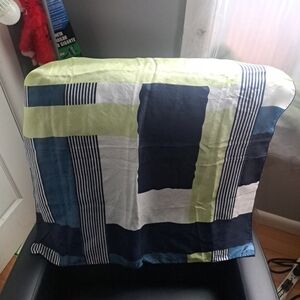 Vintage Jewel Case Scarf Made in France 100% Silk Handkerchief Blue White Yellow